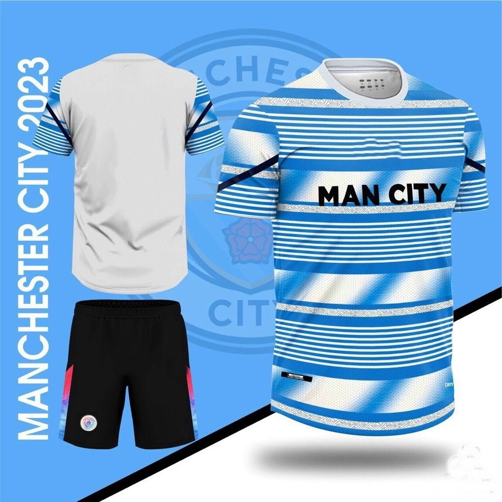 Bộ bóng đá nam, nữ chất thun lạnh  câu lạc bộ ManCity MC thoáng mát thấm hút mồ hôi