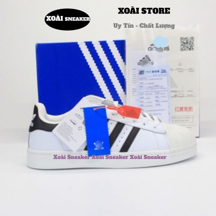 Giày superstar mũi sò màu trắng sọc đen, giày thể thao nam nữ adidas mũi sò vip da thật, ảnh thật, full size | BigBuy360 - bigbuy360.vn