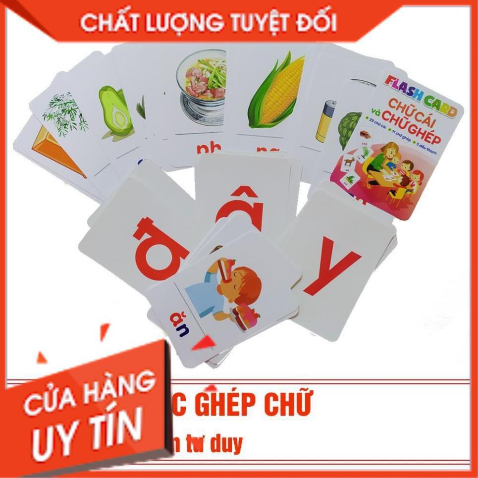 Bộ 42 thẻ học Flash Card chữ cái và chữ ghép cho bé