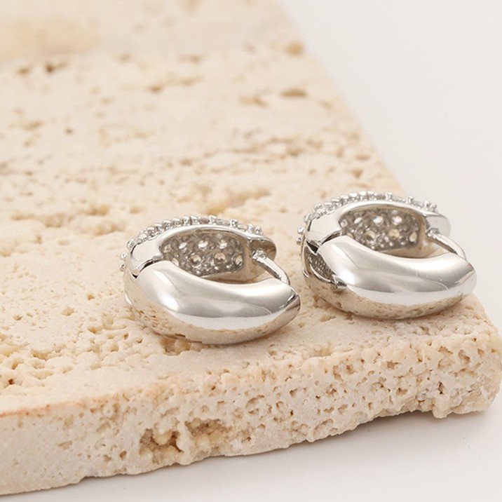 14K Gold-Coated Zircon Earring Ring Round Ear Buckle Fashion Ear Clip Ear Jewelry 013