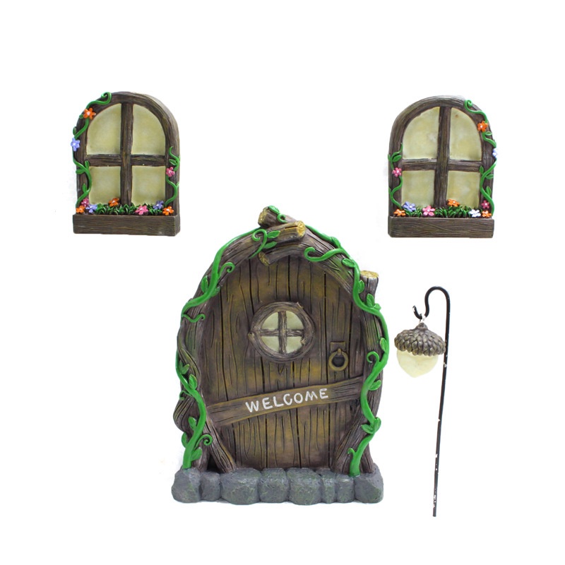 Miniature Tree Decor Fairy Door and Windows Garden Accessories Home Sparkle At Night Outdoor Decoration