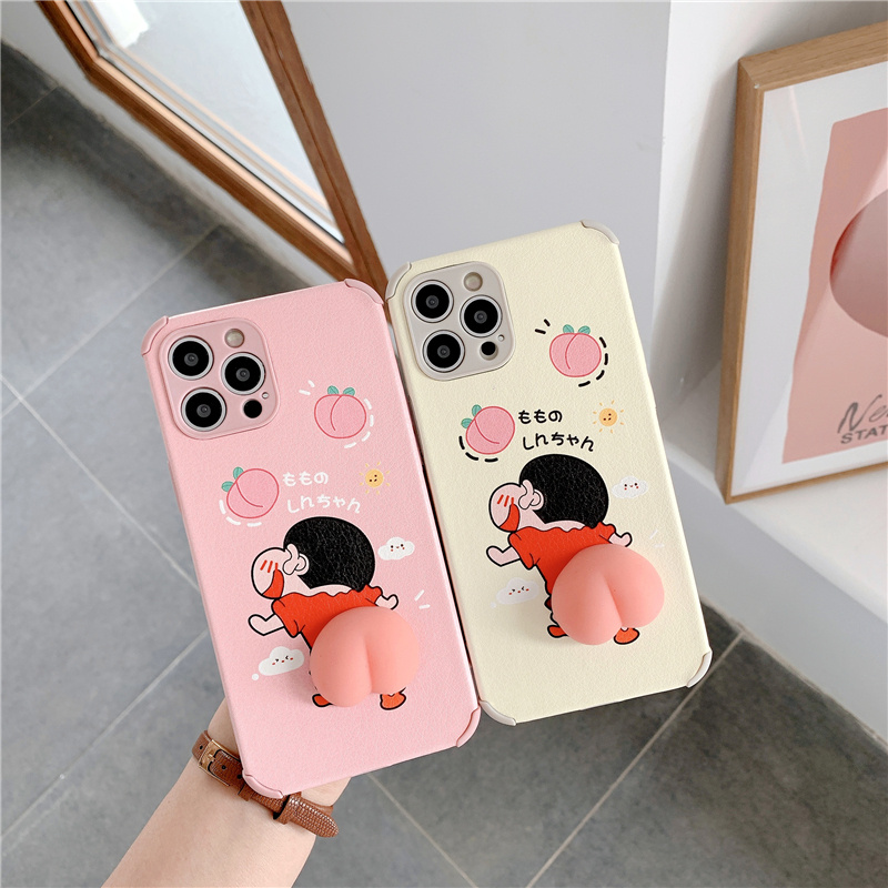 iPhone case 3D cute Crayon Shin-Chan Leather TPU case vỏ điện thoại mềm dễ thương for iphone 7 8 7plus 8plus iX XR XSMAX phone case