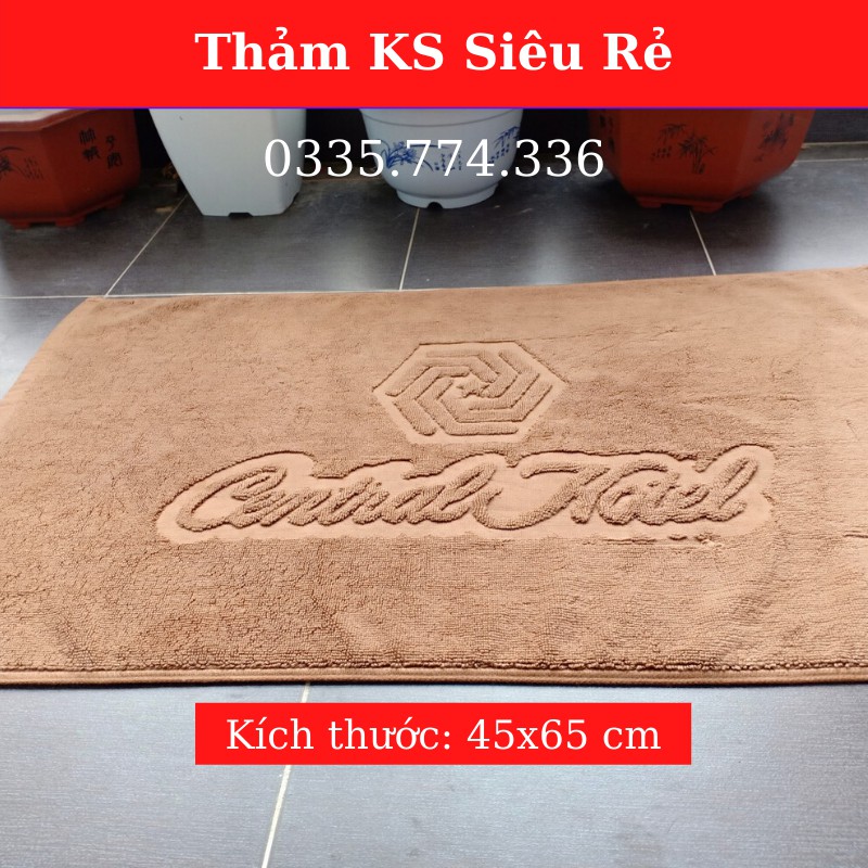 Thảm chân khách sạn xuất dư nâu cotton 100%, dầy dặn, thấm hút nước cực tốt, nhanh khô dễ giặt giao ngẫu nhiên