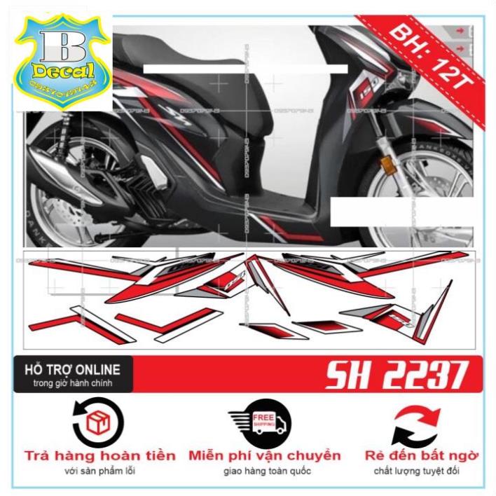 ( Quí khách vui lòng mang ra tiệm cho thợ dán ) Tem SH 2020 ĐỎ ĐEN XÁM [Bi Decal]