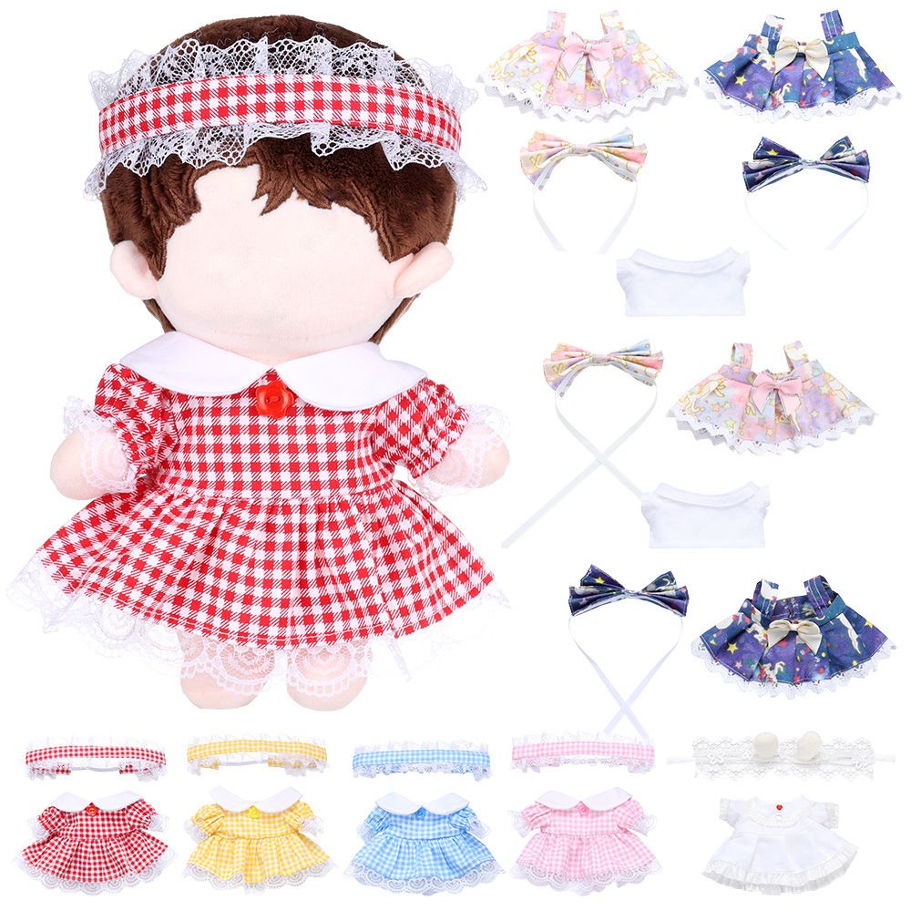 UPSTOP 1 Set 20CM Doll Dress Cartoon Pattern Outfit Cotton Stuffed Idol Dolls Accessories Changing Dressing Game Gift/Multicolor