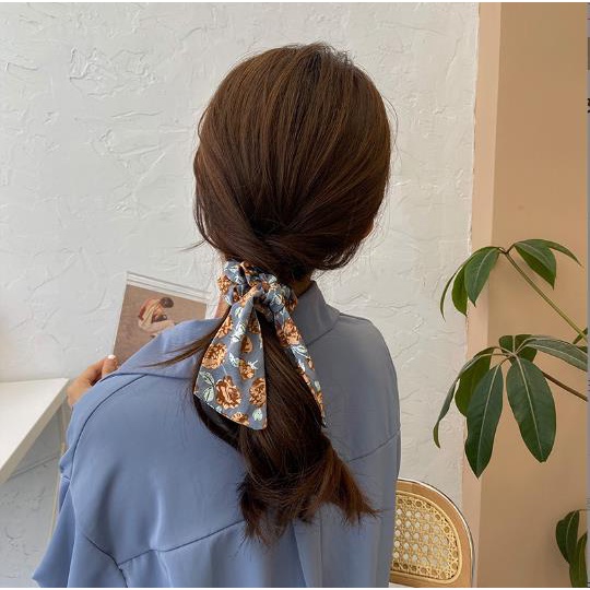 Dây Buộc Tóc Họa Tiết Hoa Xinh Xắn Phong Cách Vintage Thời Trang Cho Nữ