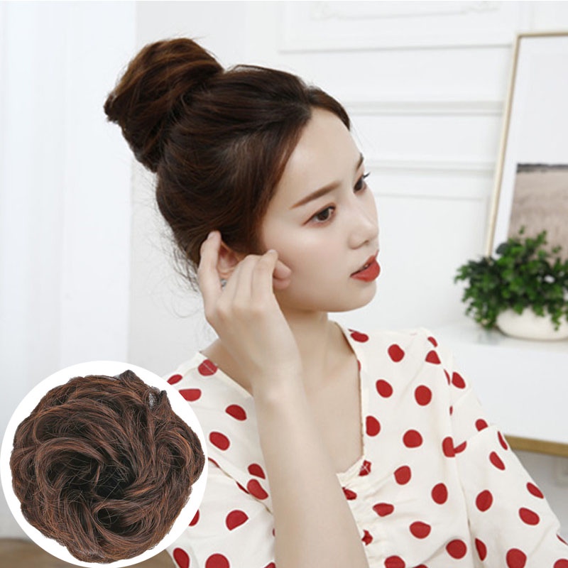 Búi tóc giả tròn dễ thương thời trang bằng sợi chịu nhiệt độ cao