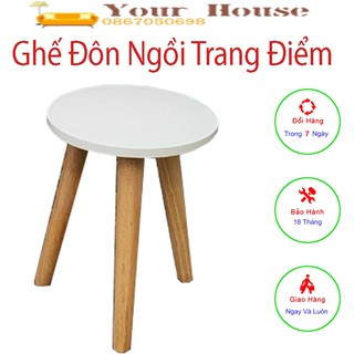 Ghế Ngồi Trang Điểm YOUR HOUSE Mặt MDF Chân Gỗ Cao Su Tiện Tròn