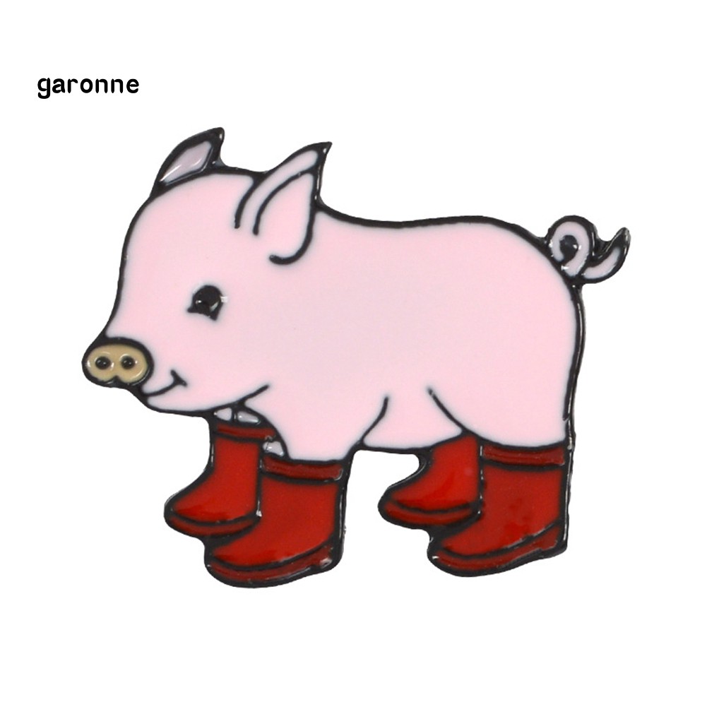 GA_Kawaii Cartoon Pig Rain Boots Animal Alloy Enamel Brooch Pin Party Gift Badge
