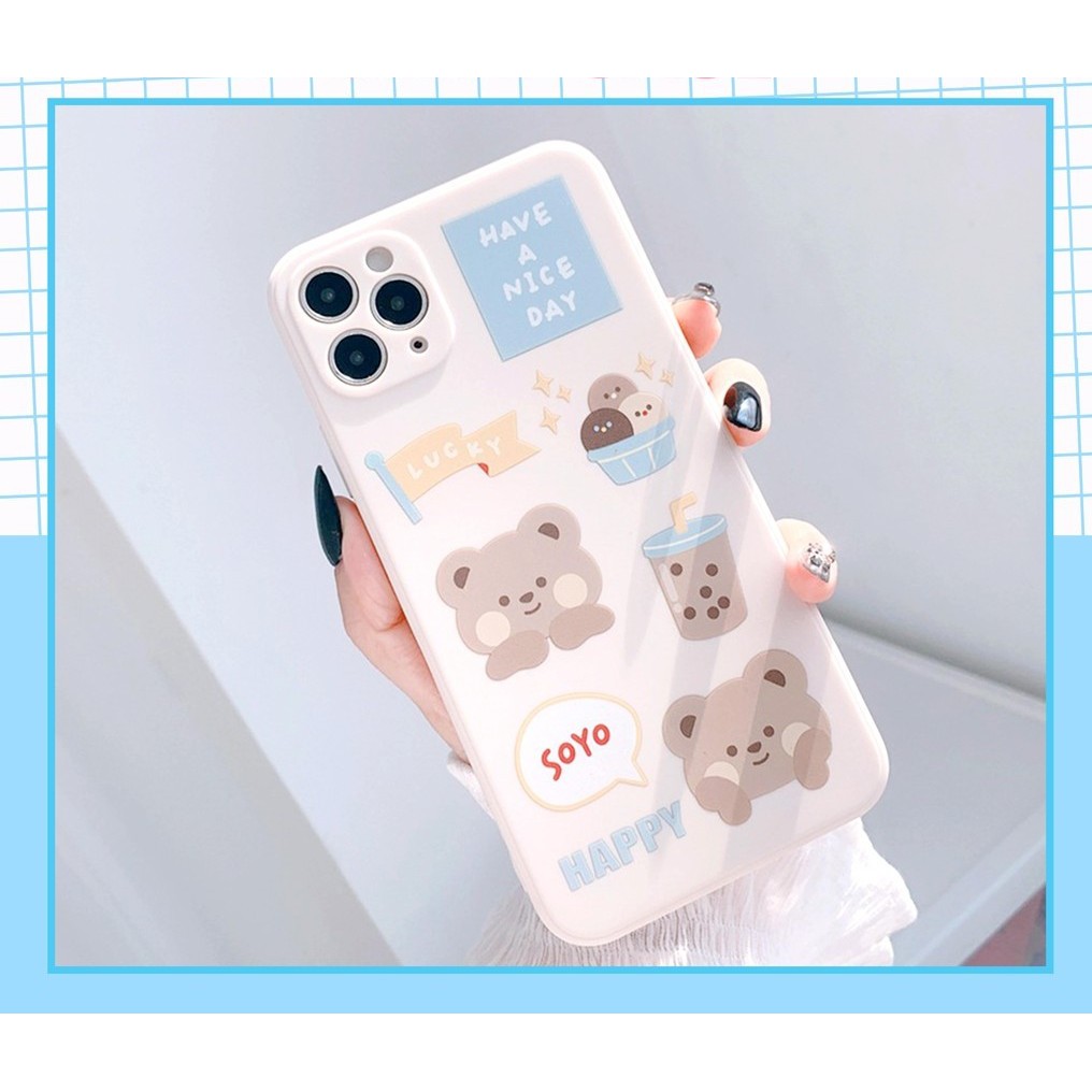 ỐP LƯNG ĐIỆN THOẠI IP cạnh vuông hình gấu SOYO 6/6plus/6s/6splus/7/7plus/8/8plus/x/xs/xsmax/11/11pro/11promax/12