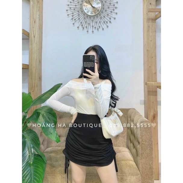 CHÂN VÁY NGẮN MINI CẠP CAO RÚT DÂY CẠNH MS13200