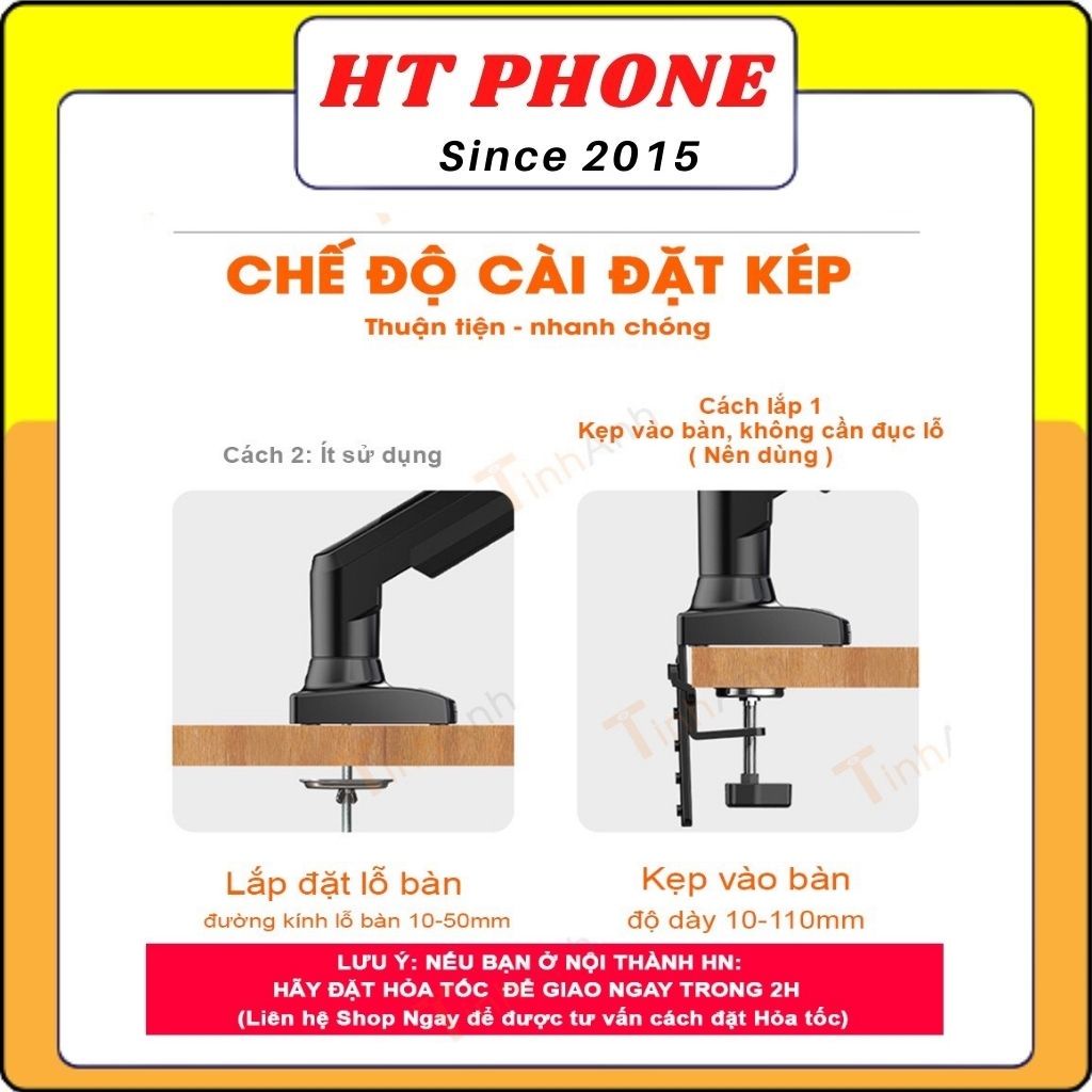 Giá treo màn hình máy tính bằng kinh loại dùng cho màn kích thước 17 - 30 inch chịu tải đến 9kg mẫu mới 2021 - HTPHONE