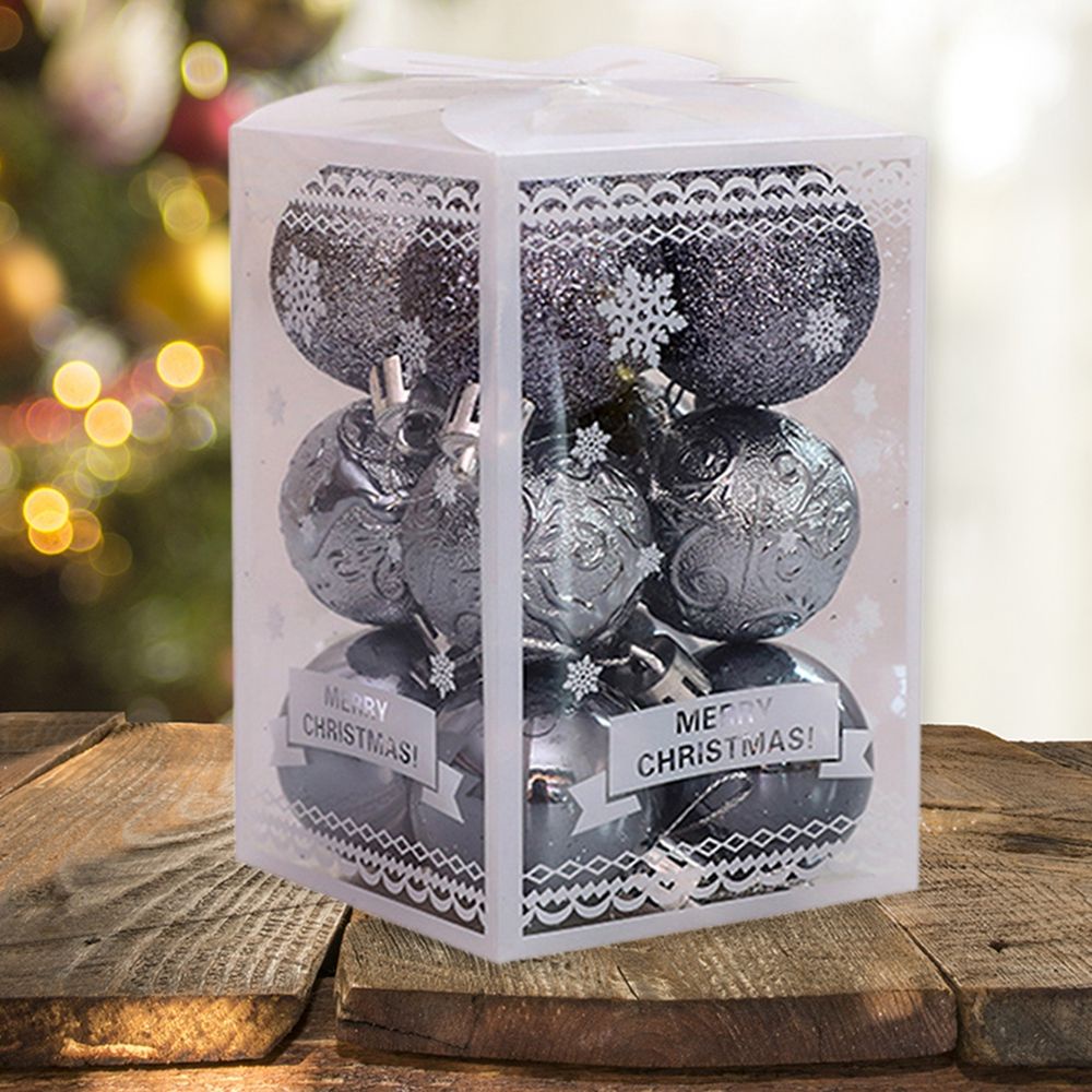 12 trái châu bằng nhựa nhiều màu chống vỡ trang trí cây thông noel tiện lợi