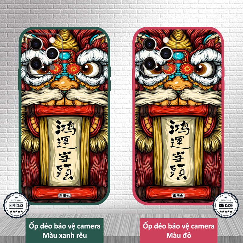 🔥 Ốp phong thủy in hình Lân Sư Rồng 🔥Ốp may mắn tài lộc iphone 6/6s/7/8 plus/x/xr/xs max/12 pro max/11 promax TATTOO0023