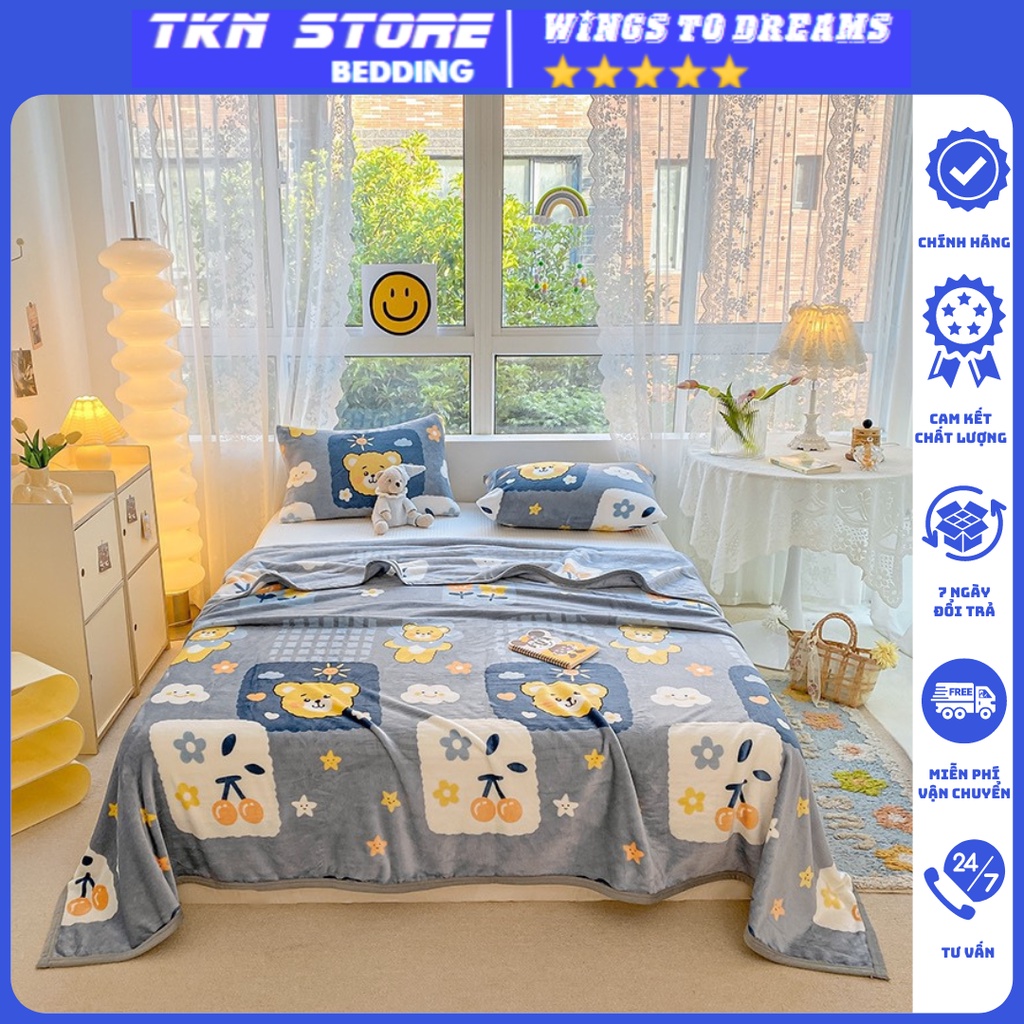 Chăn tuyết nhung sữa mỏng đắp điều hoà, mền nỉ siêu mềm mịn kích thước 2mx2m3 mẫu mới 2022