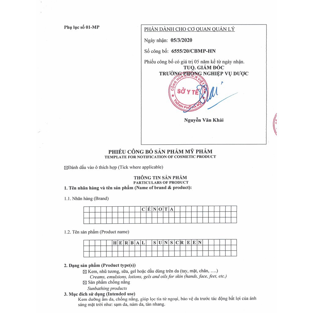 Kem chống nắng thảo dược Cénota, kem chống nắng Herbal Sunscreen - CN01 MINA STORE | BigBuy360 - bigbuy360.vn