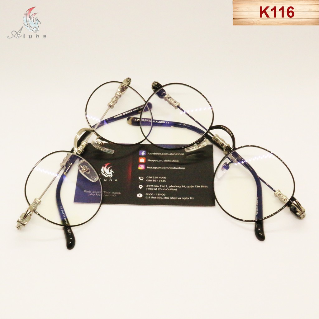 Gọng kính chống ánh sáng xanh Unisex Retro họa tiết hoa Iris Chrome Heart - K116 - Aluha