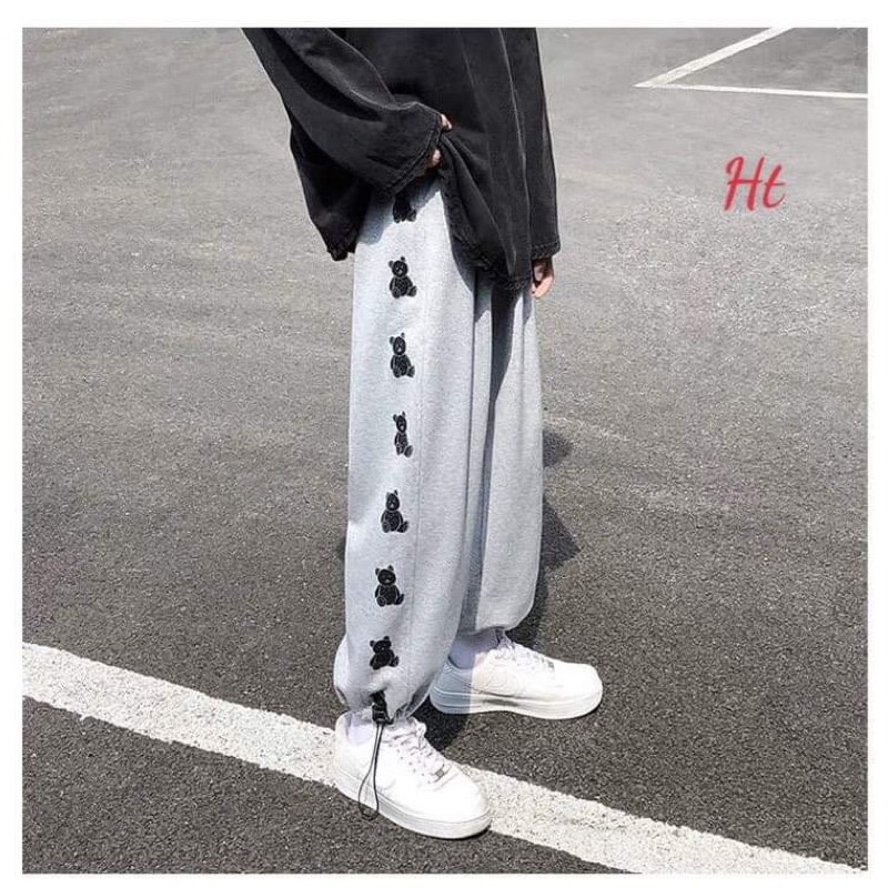 quần jogger dây rút gấu in gấu ngồi Ht