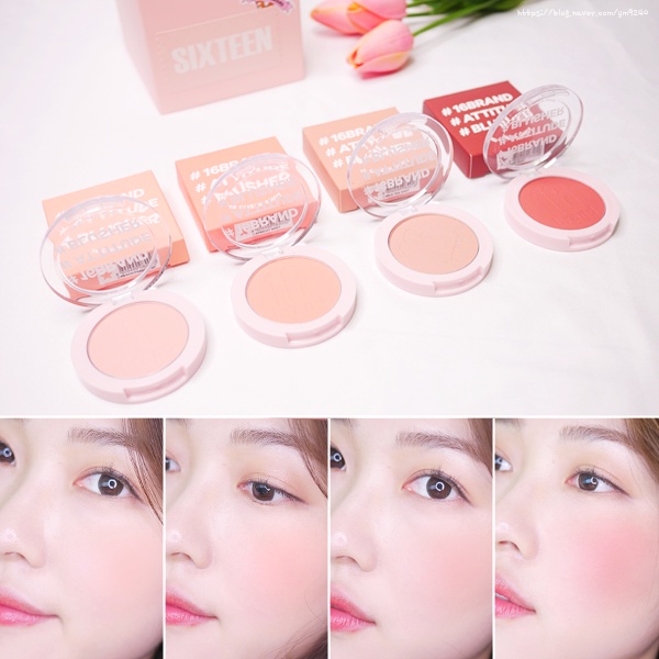 Phấn má hồng dạng nén 16brand Cheek Shot Pact Blusher 6g