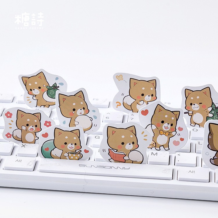 STI45 Bộ 45 miếng dán sticker dễ thương - Cute Shiba