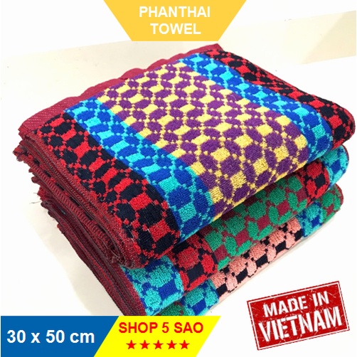 [HÀNG TO ĐẸP] Khăn mặt bông thổ cẩm siêu bền siêu mềm mịn 30x50cm (62g)