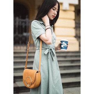 [FREE SHIP 50K] Đầm sơ mi mint xẻ tà