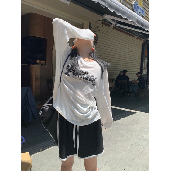 Áo Thun cotton Cổ Tròn Tay Dài In Chữ Thời Trang Dành Cho Nữ