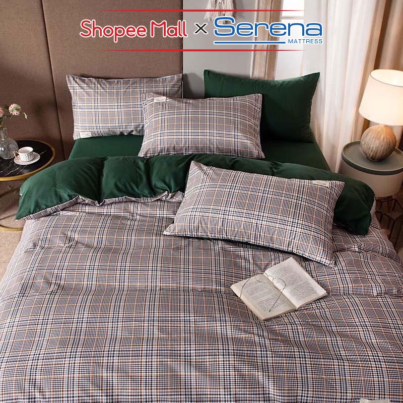 Chăn Ga Gối Nệm 5 Món Cotton Tici SERENA Chính Hãng Set Chăn Drap Nệm Đệm Trải Phủ Giường Trần Bông Cao Cấp