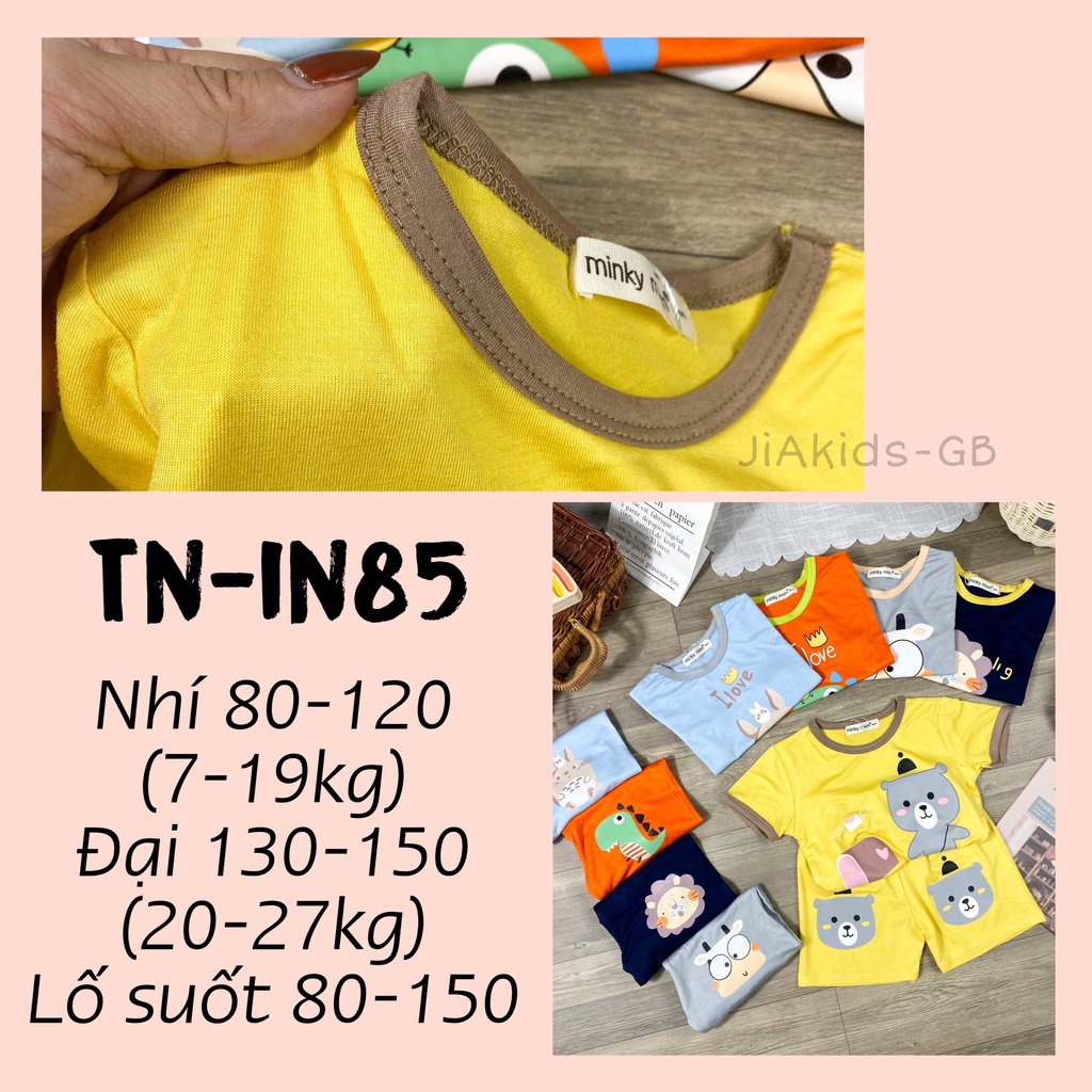 [Bé:6-27kg] Bộ Quần Áo Cộc Tay Minky Mom, Vải Thun Lạnh Thoáng Mát In Hình Thú Ngộ Nghĩnh Cho Bé - Mã: TN-IN85