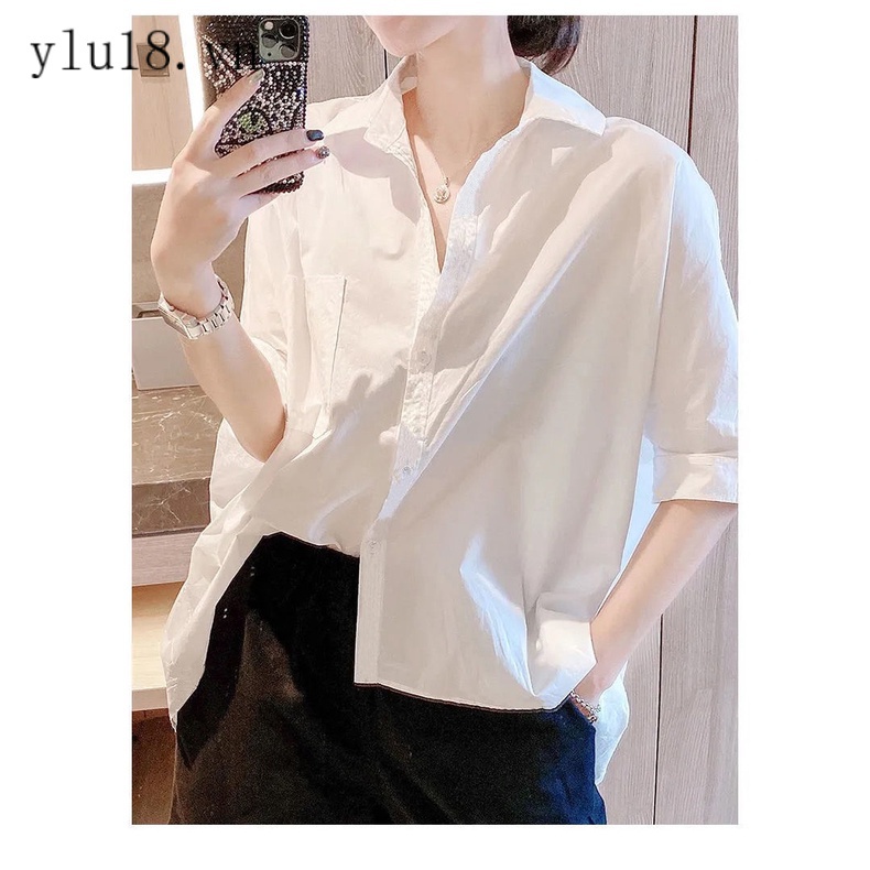 Áo Sơ Mi Tay Ngắn Dáng Rộng Màu Trơn Thời Trang Mùa Hè 2022