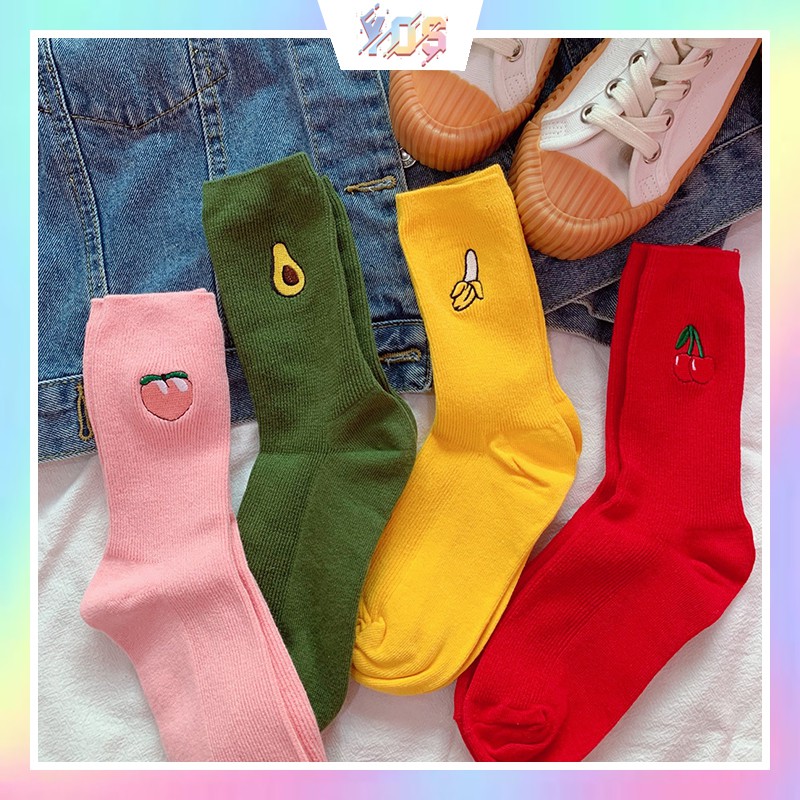 [Mã SKAMCLU8 giảm 10% cho đơn từ 100K] Vớ/Tất cổ cao hình hoa quả xinh