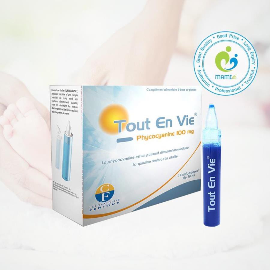 Tảo xoắn (14 ống) hỗ trợ điều trị bệnh tim mạch, tiểu đường, huyết áp và nuôi dưỡng làn da cho phụ nữ Tout En Vie, Pháp