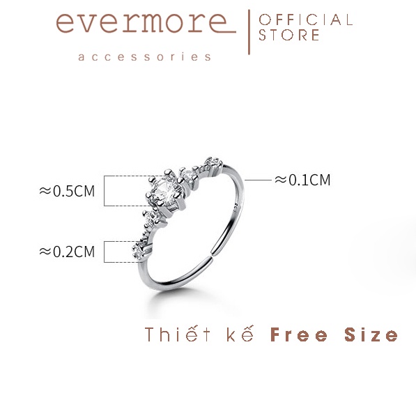 Nhẫn bạc Ý 925 đính đá 5 ly Cinderella EVERMORE thanh lịch, cổ điển - N025