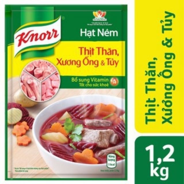 Hạt nêm Knorr heo bịch 1,2kg - tặng kèm 4 bóp nhỏ xinh như hình