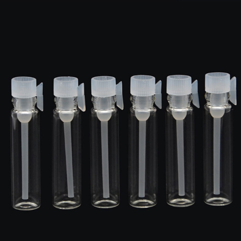 Set 100 Chai Thủy Tinh Rỗng Mini 1 2 3ml Có Nắp Nhựa