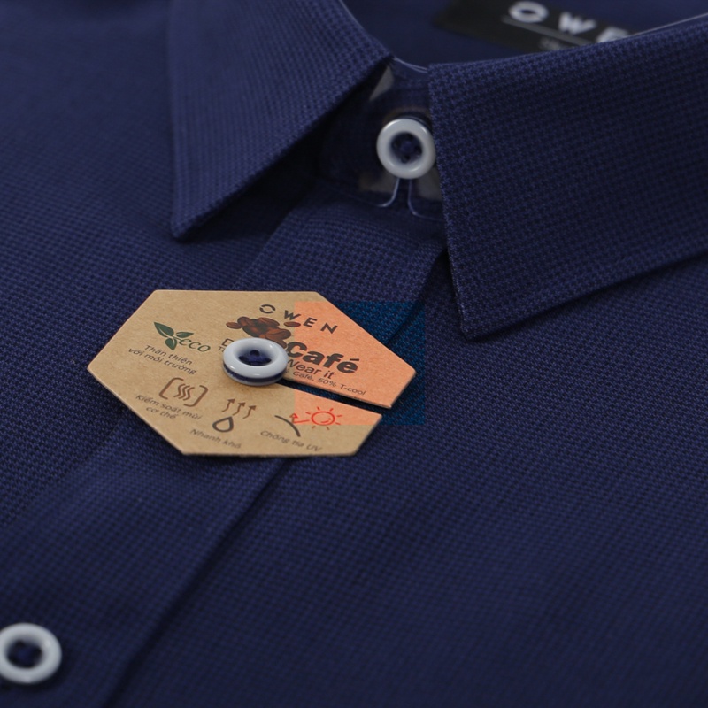 Áo sơ mi dài tay Nam Owen Café Slim Fit màu Navy - AS23350D