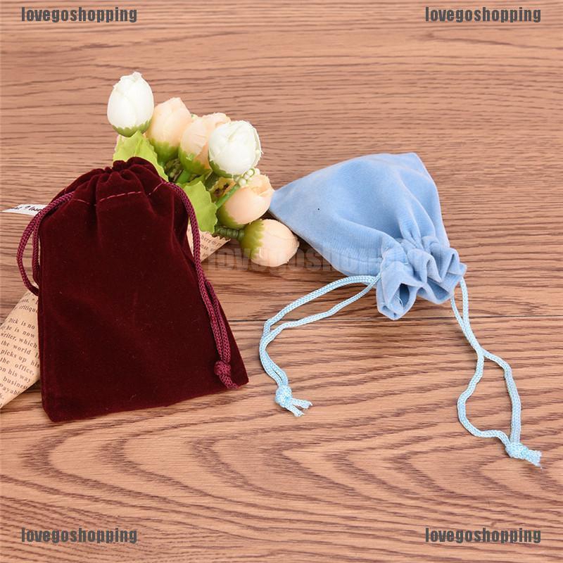 10 túi nhung dây rút 7x9cm nhiều màu dễ thương đựng quà tặng giáng sinh
