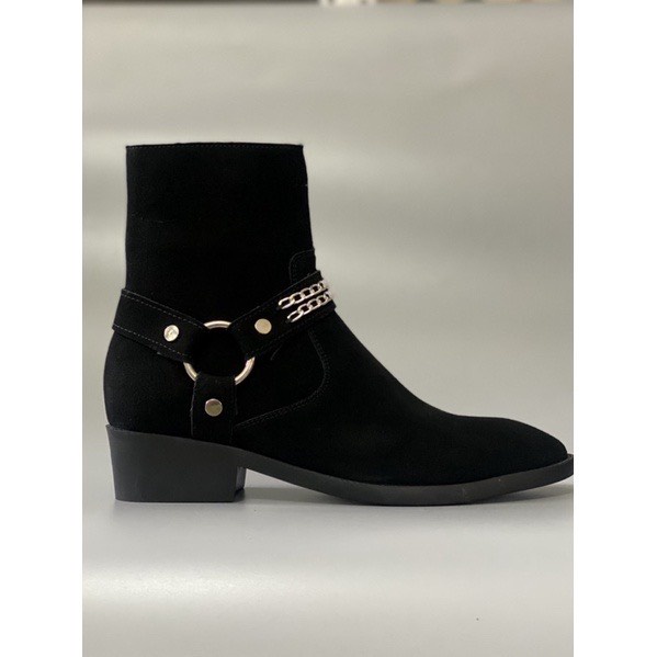 Harness Boots da lộn, khoá dọc, bốt quai xích nam