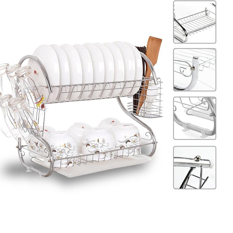 Giá Để Chén Dĩa 2 Tầng Bằng Thép Không Gỉ | BigBuy360 - bigbuy360.vn