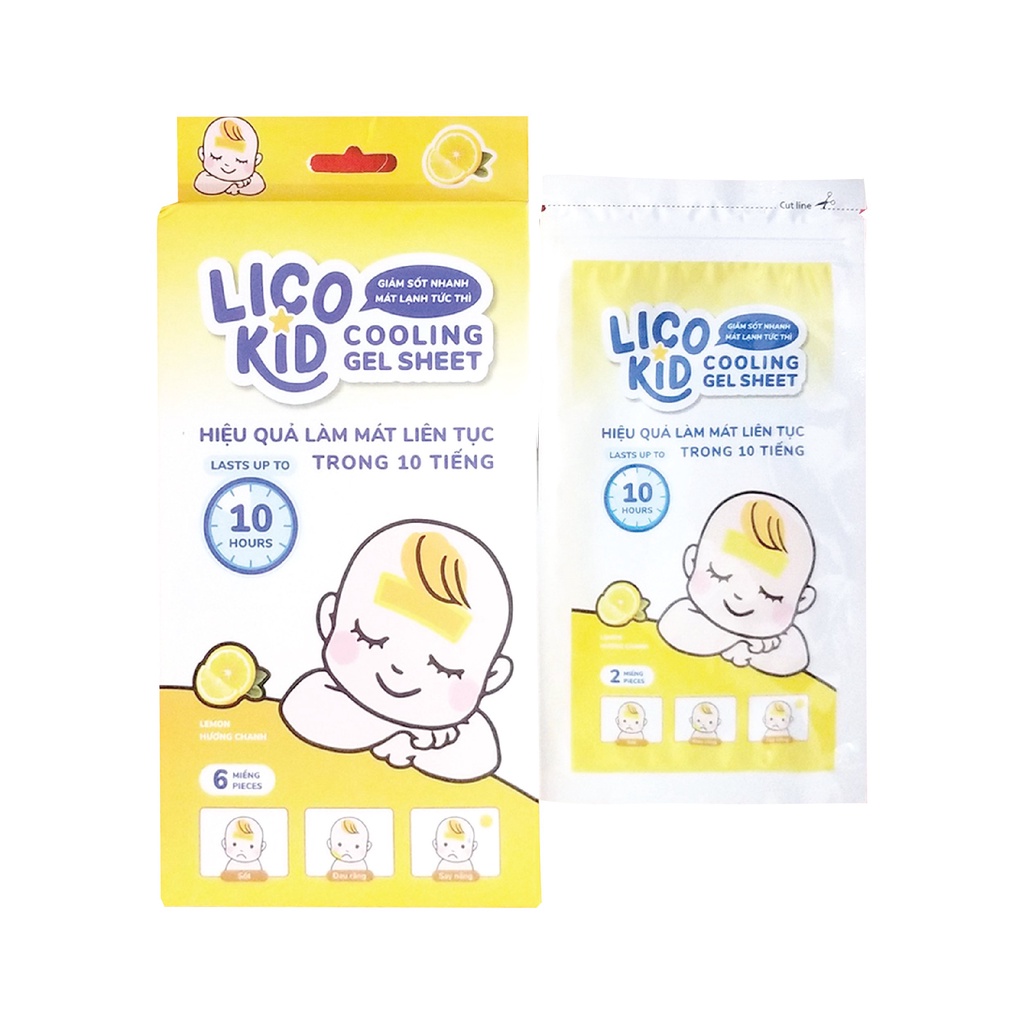 [HIỆU QUẢ 10H] MIẾNG DÁN HẠ SỐT NHANH AN TOÀN CHO BÉ LICO KID NHIỀU HƯƠNG (Hộp 6 Miếng)