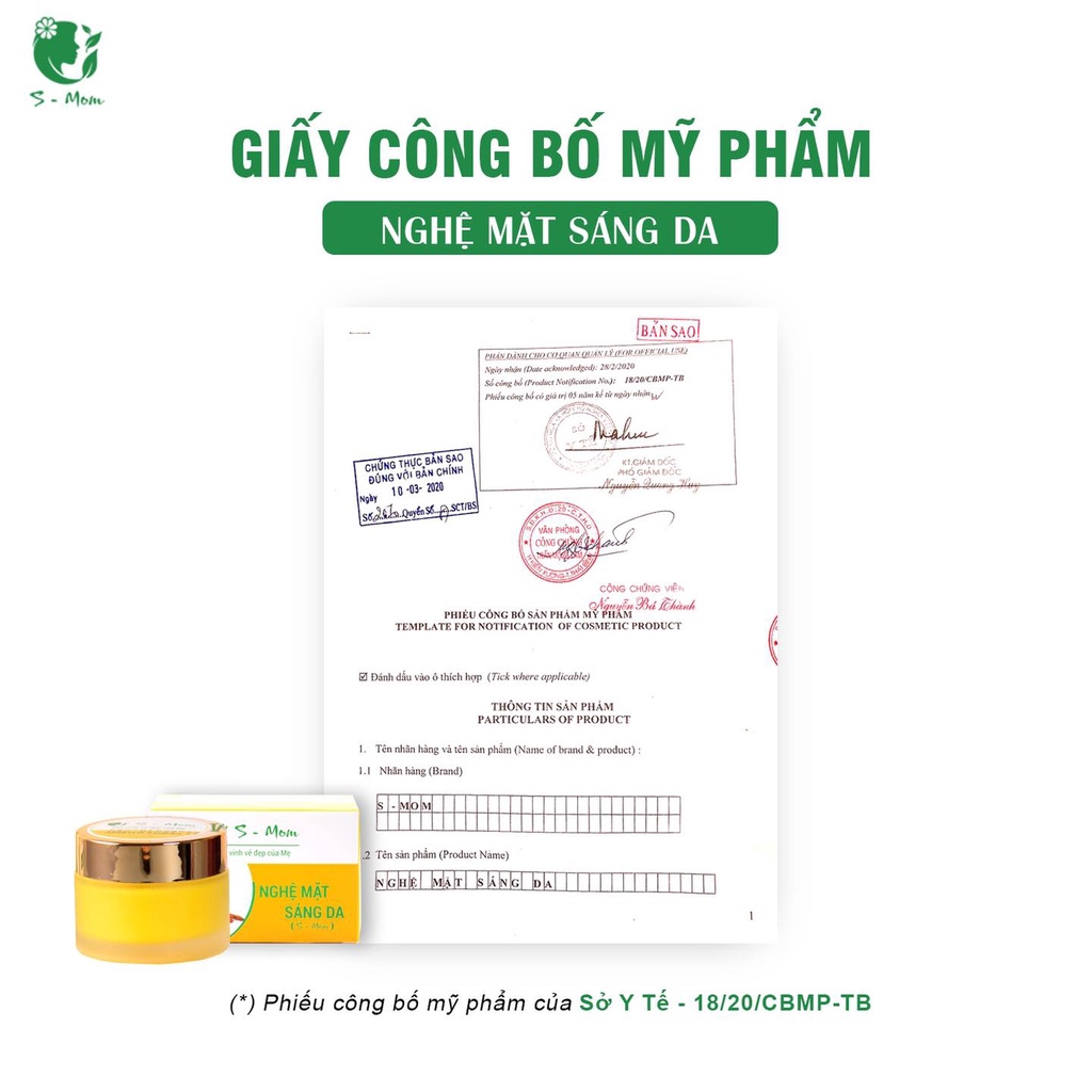 Kem Nghệ Mặt Sáng Da Smom - Da Trắng Hồng, Giảm Mụn Thâm Sạm Nám, Tàn Nhang