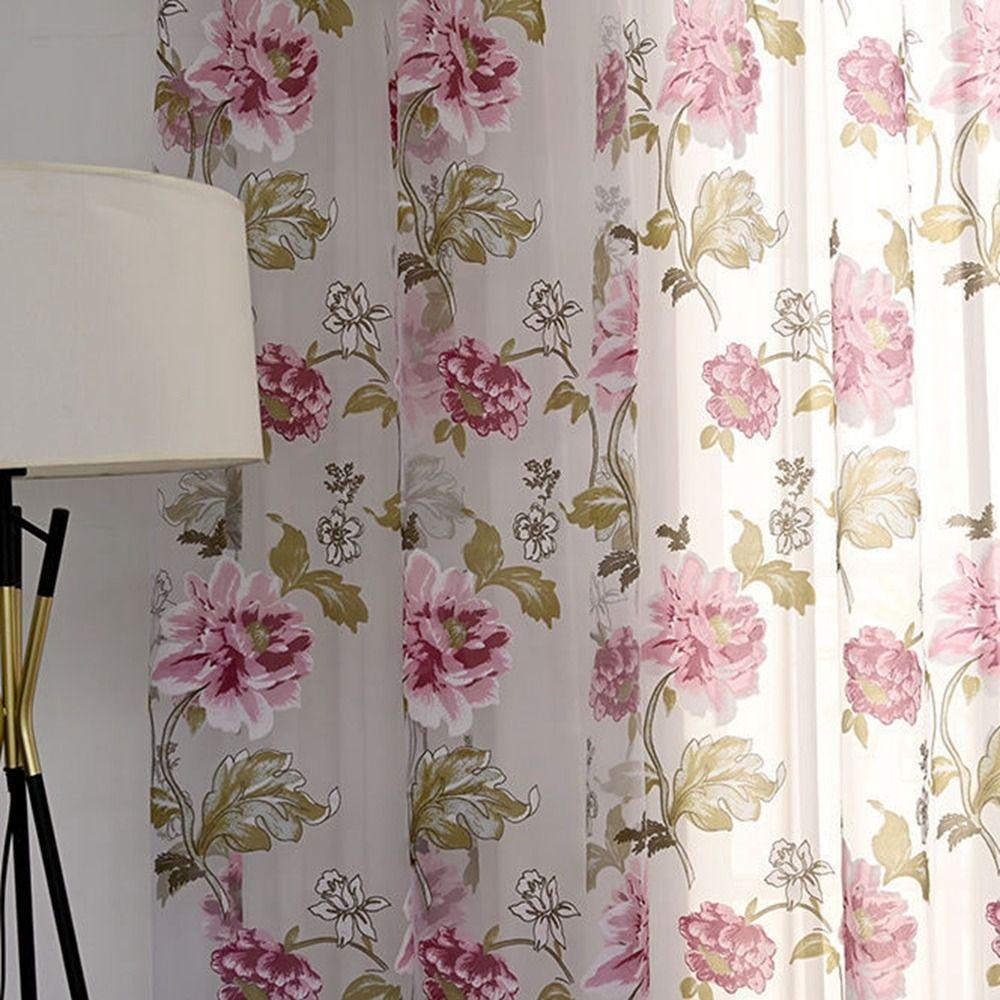 1 Rèm Cửa Thêu Hoa Mẫu Đơn Màu Tím