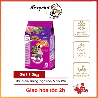 Thức ăn cho mèo Whiskas Adult 1+ đồ ăn hạt cho mèo vị cá thu, cá biển 1.2kg