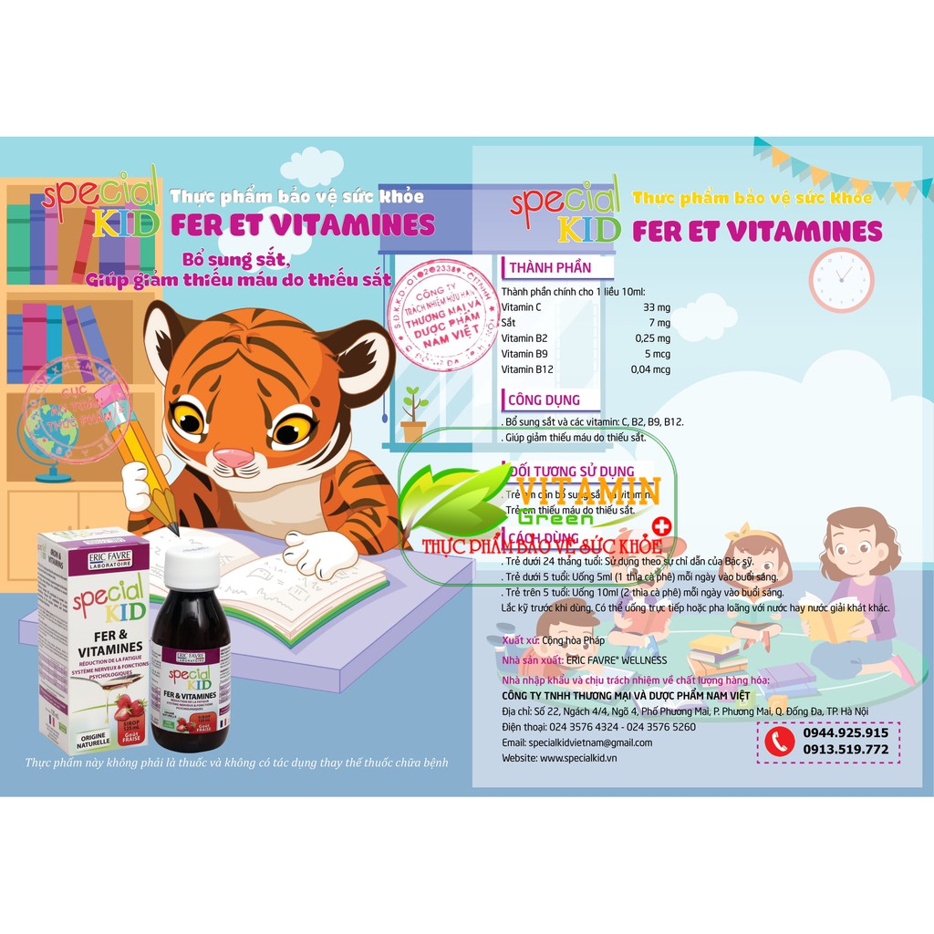 SPECIAL KID FER &amp; VITAMINES BỔ XUNG SẮT, VITAMIN CHO BÉ 125ml | NHẬP KHẨU CHÍNH HÃNG PHÁP