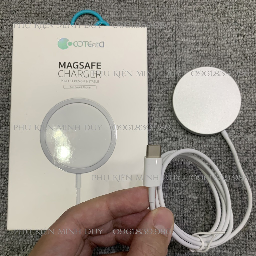 Sạc không dây COTEetCI MagSafe Charger 15W cho các đời Iphone 11 - Iphone 12