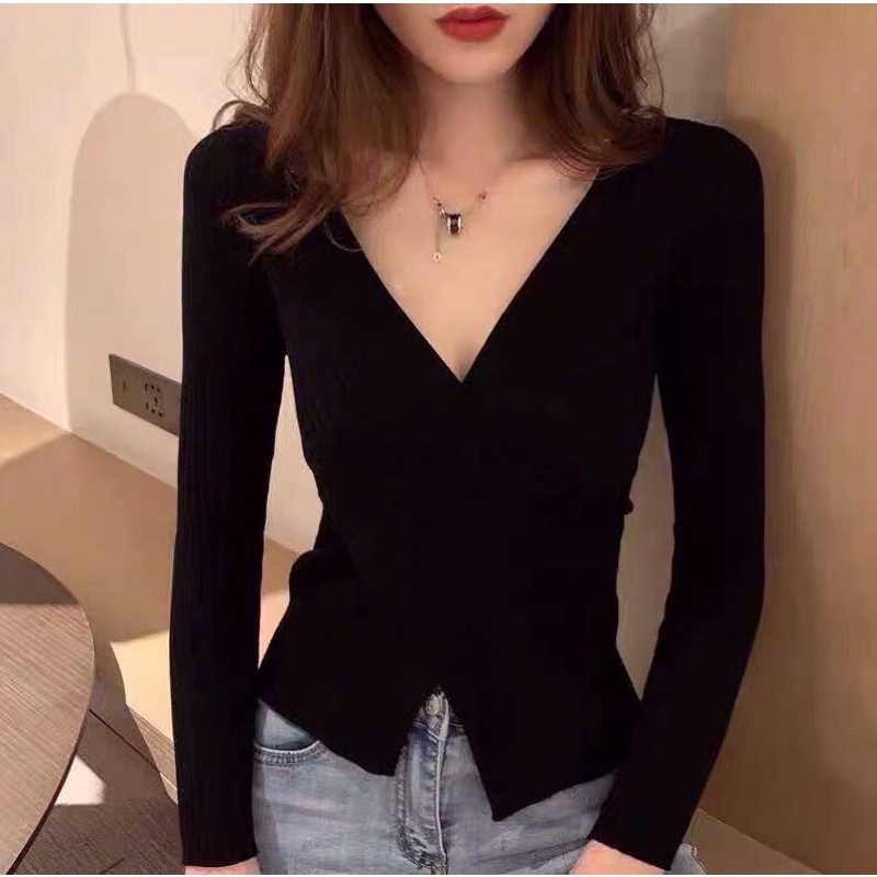 ÁO LEN BODY CHÉO VẠT TAY DÀI
