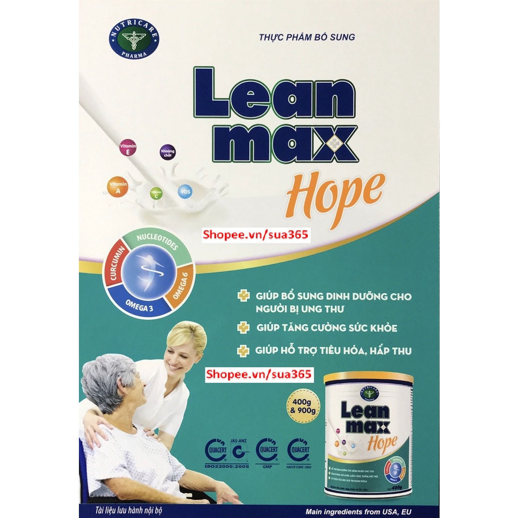 Sữa Leanmax Hope ( Đủ loai : 900g và 400g ) - Dinh Dưỡng Dành Cho Người Bệnh Ung Thư - Date Luôn Mới
