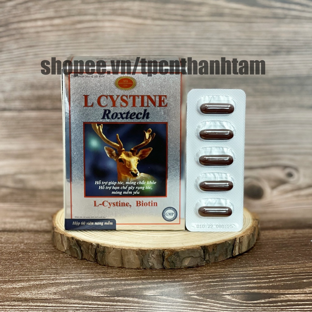 Viên mọc tóc L cystine HD bổ sung Biotin, Sữa ong chúa, Vitamin E giúp giảm rụng tóc, hỗ trợ mọc tóc, đẹp da - Hộp 60v