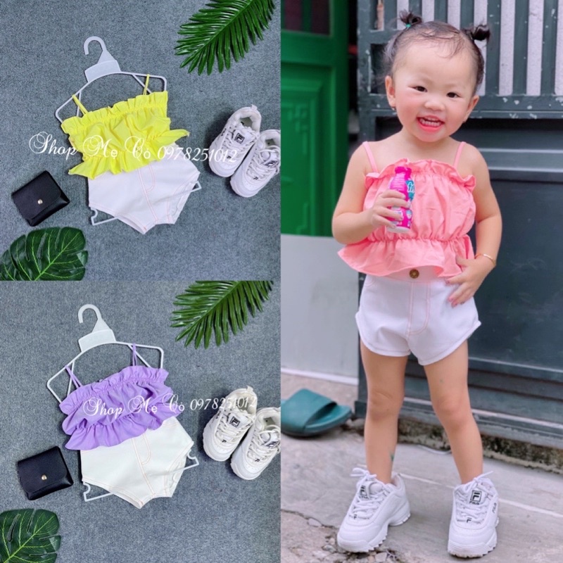 Set Thiết Kế Bé Gái Áo Thun Chữ Phối Quần Sort Phong Cách Mới