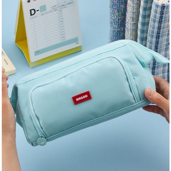 Túi Đựng Bút Bằng Vải Canvas Hai Lớp Sức Chứa Lớn Đa Năng Đơn Giản Ốp